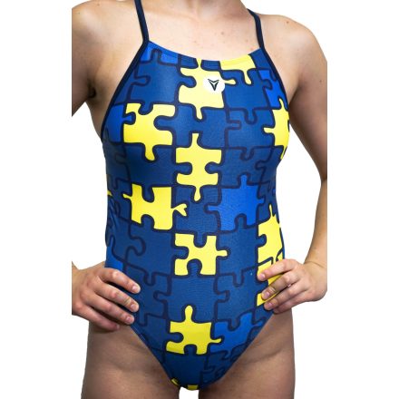Úszódressz Puzzle blue-yellow