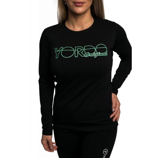 Hosszú ujjú póló fekete, zöld grafikával