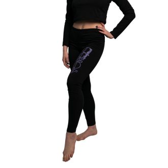 Leggings fekete lila grafikával