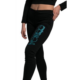 Leggings fekete türkiz grafikával